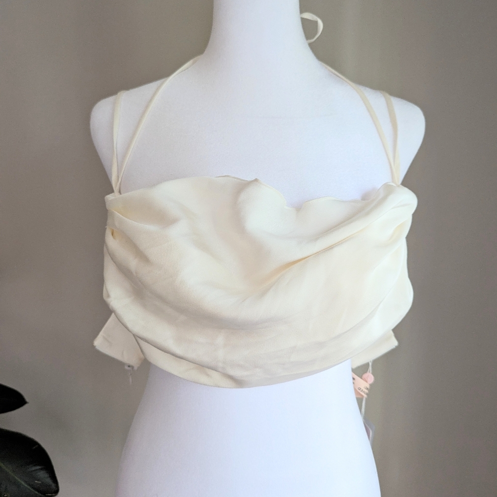 NWT oh Polly! bralet Top Silk Cream Tie back bra top 4